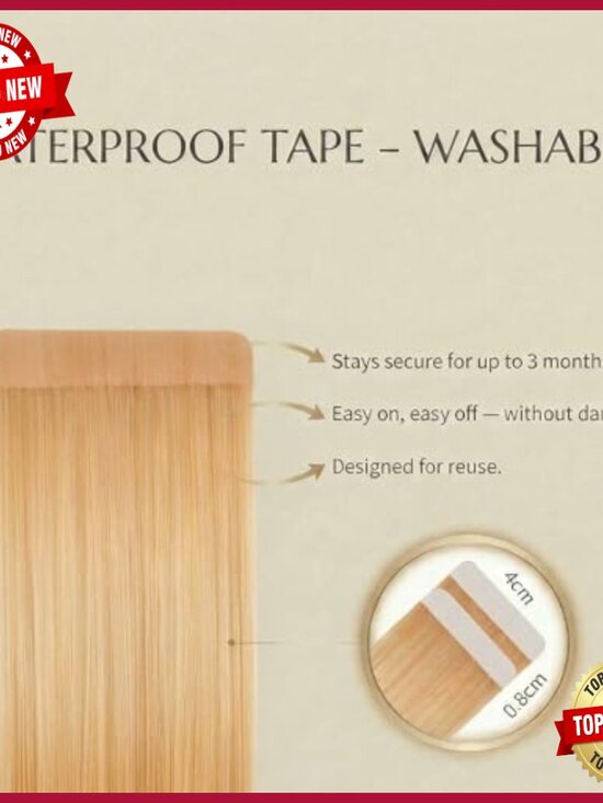 Human Hair Tape-In Extensions 16in 60g 24pcs Thin Fine Hair Seamless main image 5